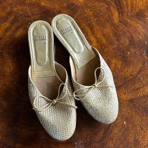 Stuart weitzman flat slides gold size 12